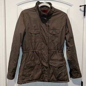 Army green utility flannel lined zip up jacket Horny Toad cargo safari Gorp M